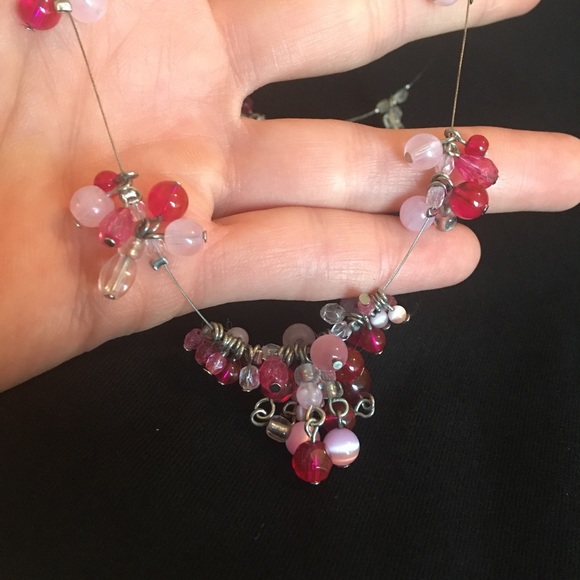 Vintage Floating Pink Beaded Fish Line Necklace - Picture 4 of 10